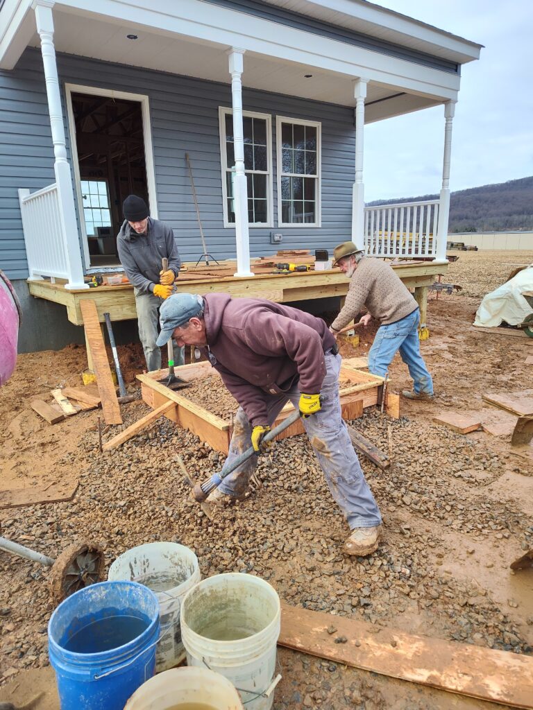 Constructing stairs to porch